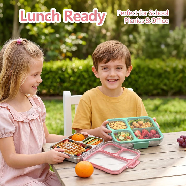 VITONIS Edelstahl Brotdose Lunchbox mit 3 Fächern mit Tritan-Deckel, 1000ml Metall Bento Lunch Box K