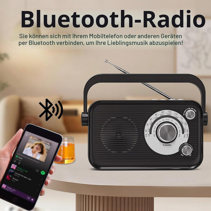 Tendak Tragbares Radio, Kofferradio UKW/FM/AM/SW, Transistorradio Batterie Radio mit Bestem Empfang,