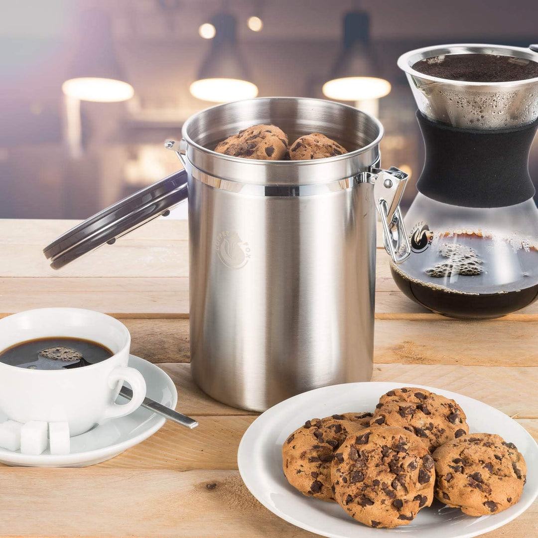 Coffee Fox Vakuum Kaffeedose Teedose Vorratsdose - Vorratsbehälter Vakuumdose mit Aroma-Deckel Luftd