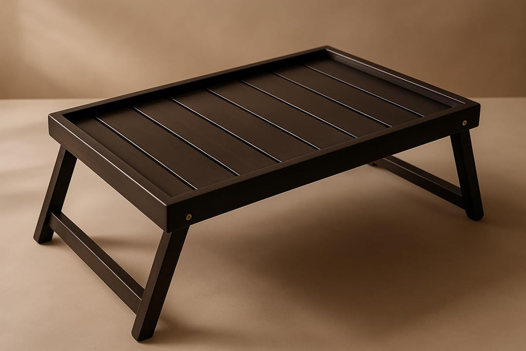XL Tablett-Tisch Sofa Tablett mit Griff Holz Betttablett Frühstücktablett (Schwarz), Schwarz
