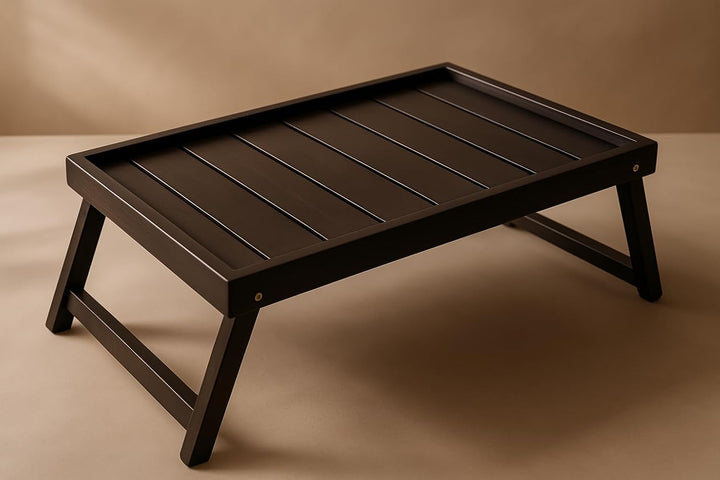 XL Tablett-Tisch Sofa Tablett mit Griff Holz Betttablett Frühstücktablett (Schwarz), Schwarz