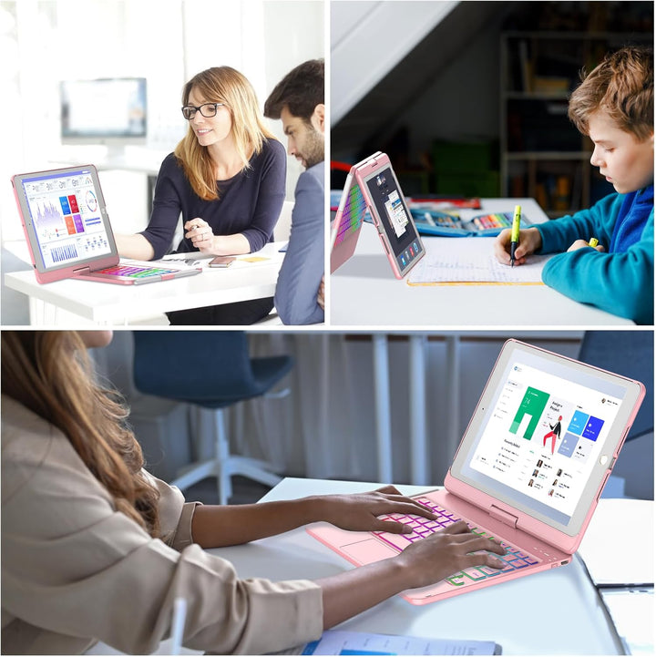 CC Store Hülle mit Tastatur für iPad 10.2, 360° Drehbare Touchpad Tastatur für iPad 9/8/7 Generation