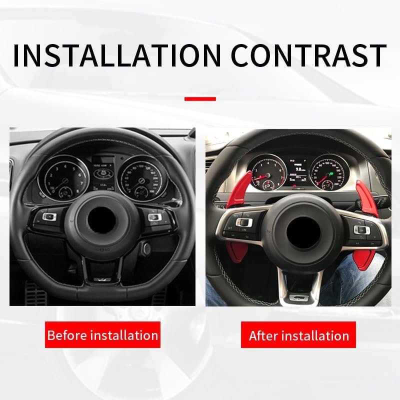 HIBEYO 2 Stücke Schaltwippen Verlängerung Shift Paddle Alu Rot für VW Golf 6 Passat cc Golf 5 MK5 MK