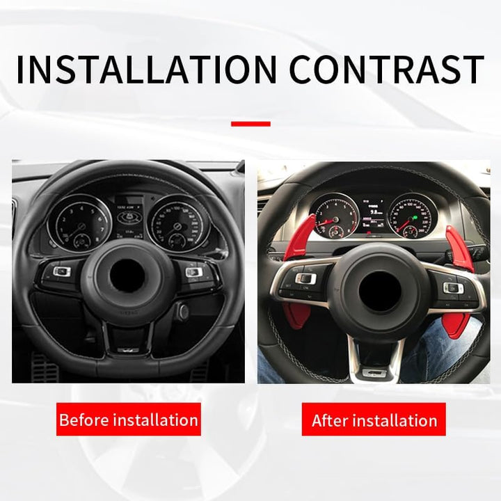 HIBEYO 2 Stücke Schaltwippen Verlängerung Shift Paddle Alu Rot für VW Golf 6 Passat cc Golf 5 MK5 MK