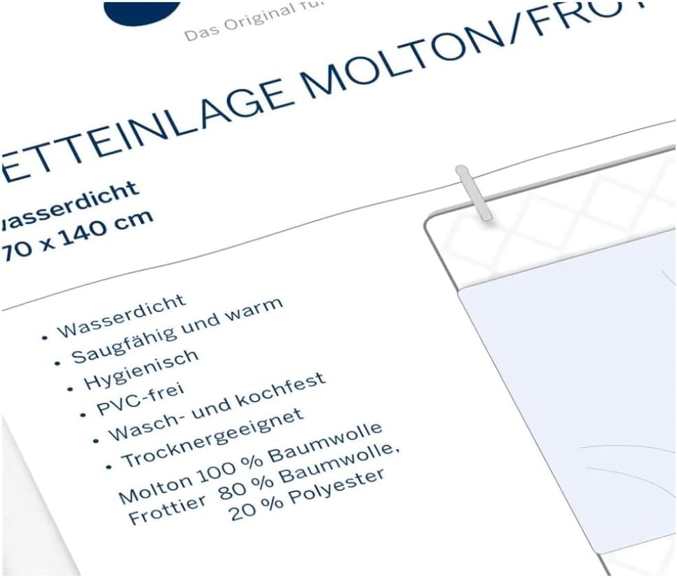 Alvi Wasserdichte Betteinlage Molton/Frottee 70 x 140 cm