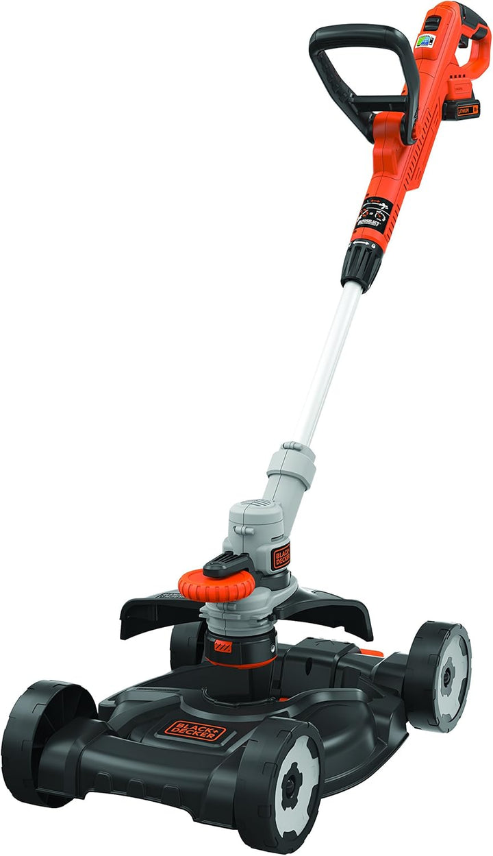 Black+Decker 3-in-1 Multi-Trimmer-Set (18V 2,0Ah, Kantenschneider, Rasentrimmer mit Rasenmäheraufsat