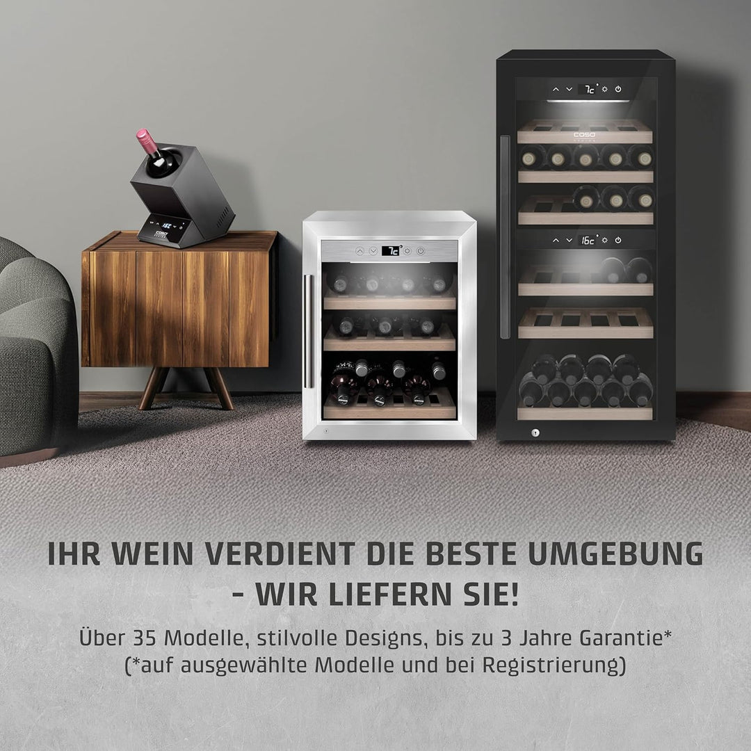 CASO WineCase One Black - Design Weinkühler für eine Flasche, Temperaturbereich von 5-18°C, für Flas