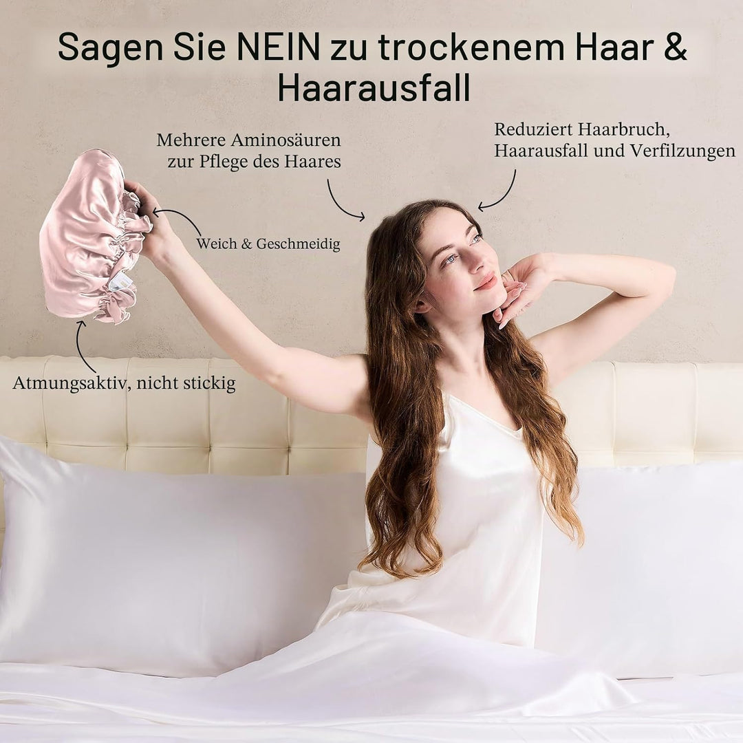 ZIMASILK 100 % Maulbeerseide Nachtmütze für die Haarpflege von Frauen, doppellagiger Seidenhaarwicke