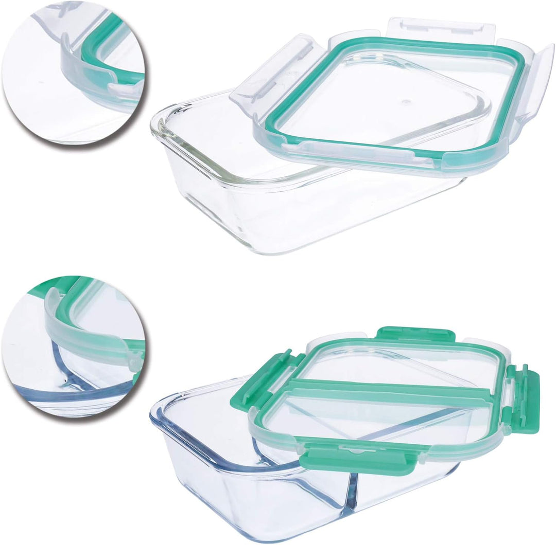 Frischhaltedosen-Set mit Deckel und Klipp-Verschluss, Behälter aus Thermo-Glas, hitze- und kältebest