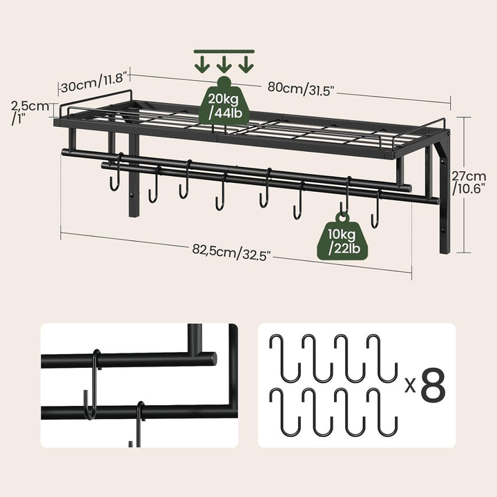 CHOEZON Topf-Rack, Pfannenhalter, Küche Wandregal für Töpfe und Pfannen, Küchenutensilienhalter mit