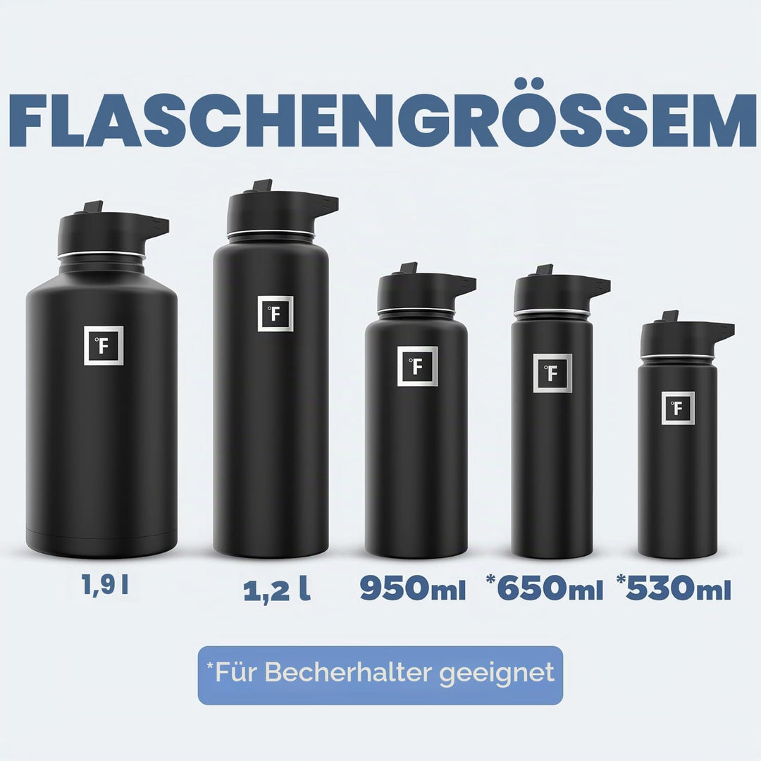 IRON °FLASK Sport-Trinkflasche - 680 ml, 3 Deckel (Strohhalmdeckel) - auslaufsicher, langlebig, dopp
