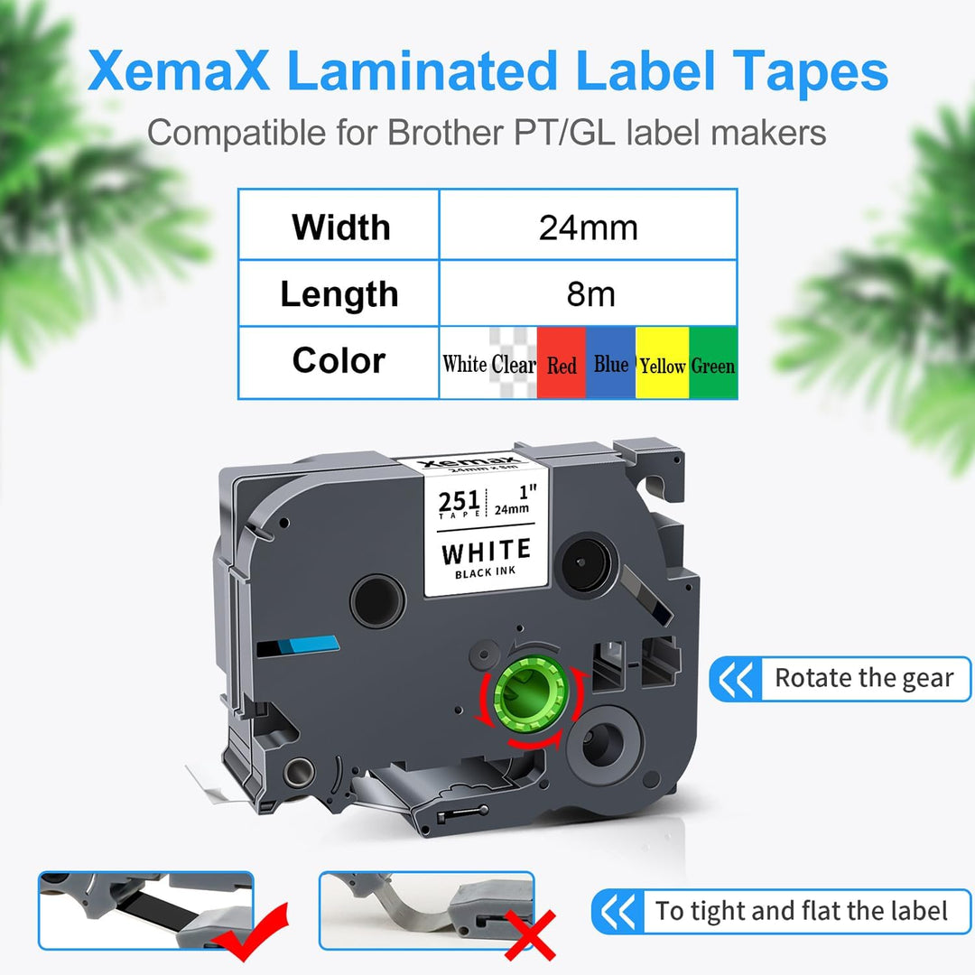 6x XemaX Kompatibel Schriftband für Brother P-touch Bänder TZe-251 TZe-151 TZe-451 TZe-551 TZe-651 T