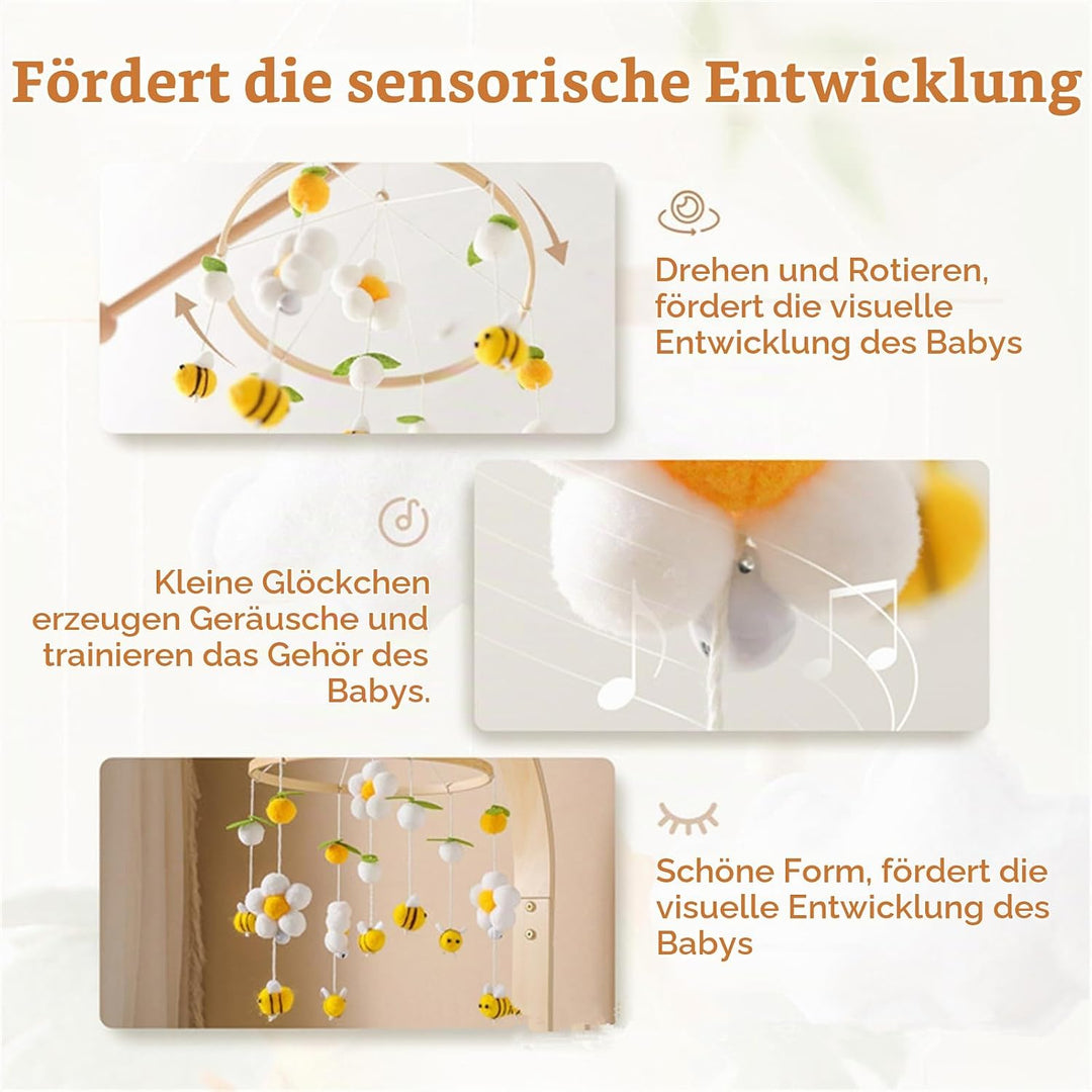 Herfair Bienen Baby Mobiles Bettglocke Blumen, Mobile Baby Windspiele Babybett Anhänger Baby Mobile