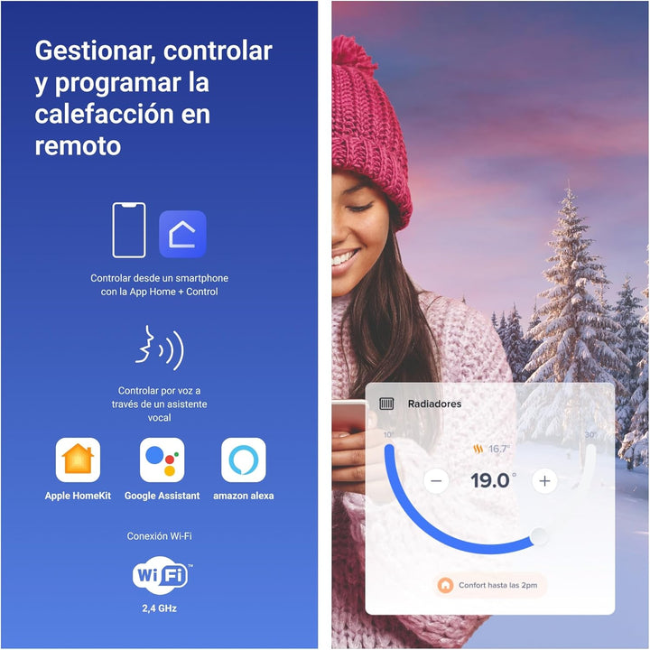 Bticino XW8002WE, WiFi angeschlossener Thermostat, New Smarther2 mit Netatmo, Weiss, Temperaturregel