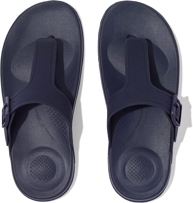 Fitflop Damen Iqushion Zehensteg Flache Sandale 38 EU Midnight Navy Marineblau, 38 EU Midnight Navy