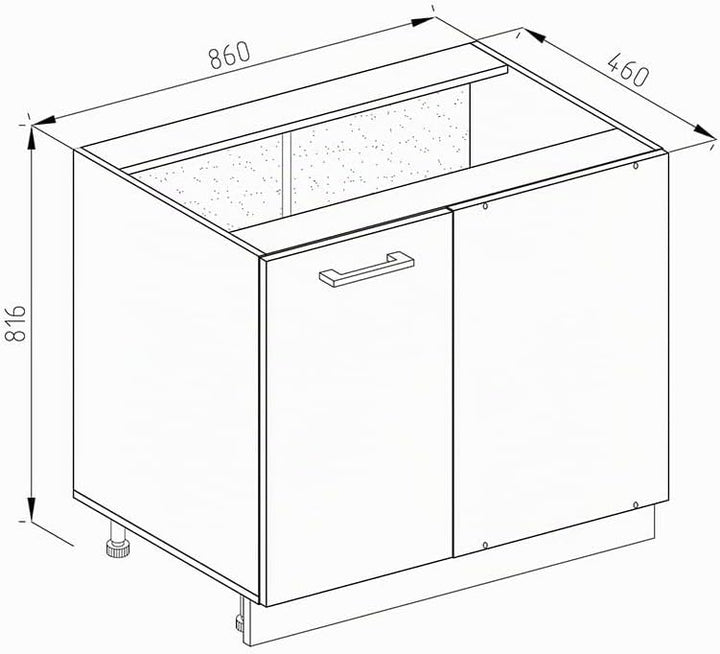 Vicco Eckunterschrank R-Line, Weiss Landhaus/Weiss, 86 cm ohne Arbeitsplatte Weiss Landhaus Eckschra
