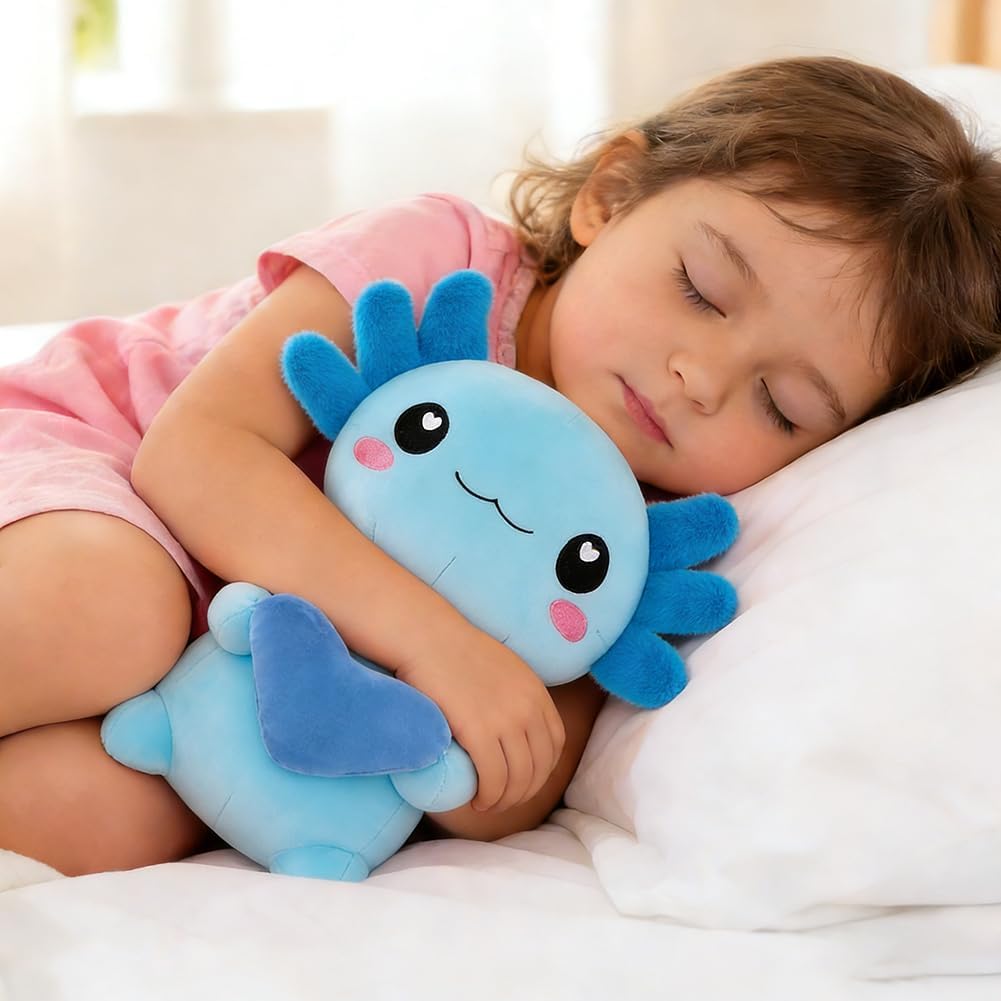 Axolotl Plüschtier Kuscheltier Stofftier, 30cm Kawaii Axolotl Plüsch mit Herz, Salamander Plüschtier