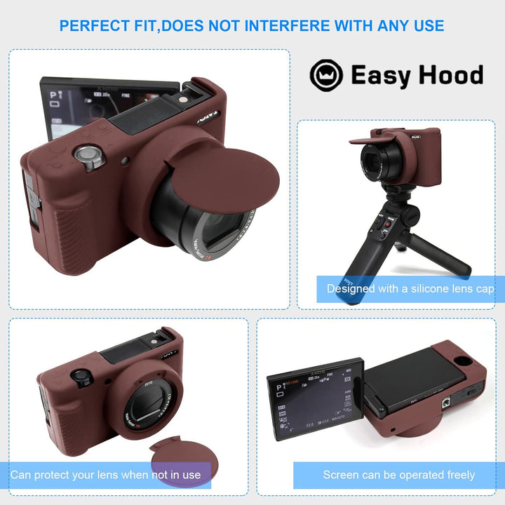 ZV1 Kamera Hülle, Kameratasche Silikon Hülle für Sony ZV-1 ZV1 Digital Vlogging Kamera (Braun), Brau
