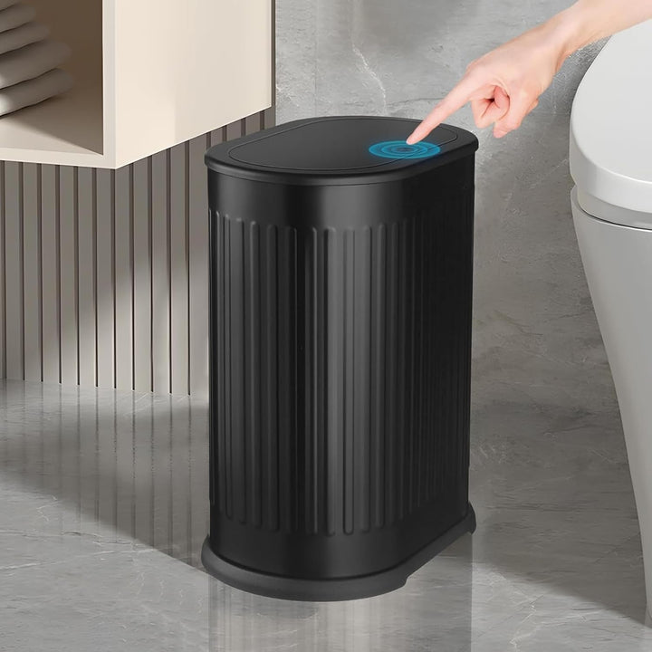 6 L schlanker Mülleimer mit Deckel, kleiner Büroabfalleimer, schmaler Mülleimer mit Innenfass, Druck