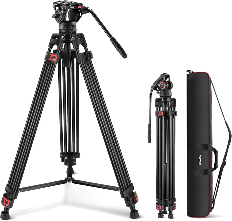 NEEWER 74" Pro Videostativ mit Fluidkopf, QR Platte kompatibel mit DJI RS Gimbals Manfrotto, strapaz