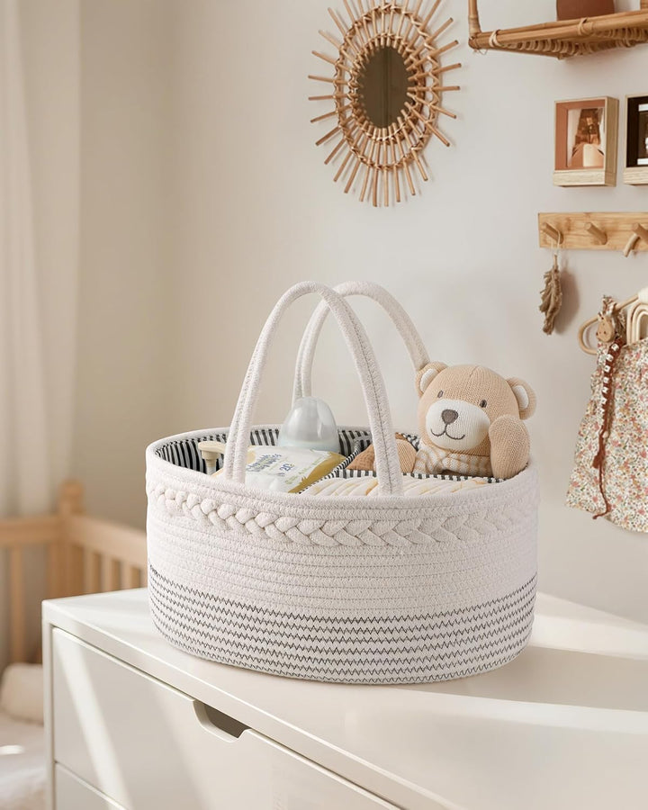 Maliton Wickeltisch Organizer，Baby Organizer Korb，Aufbewahrungskorb für den Wickeltisch，Windel Caddy