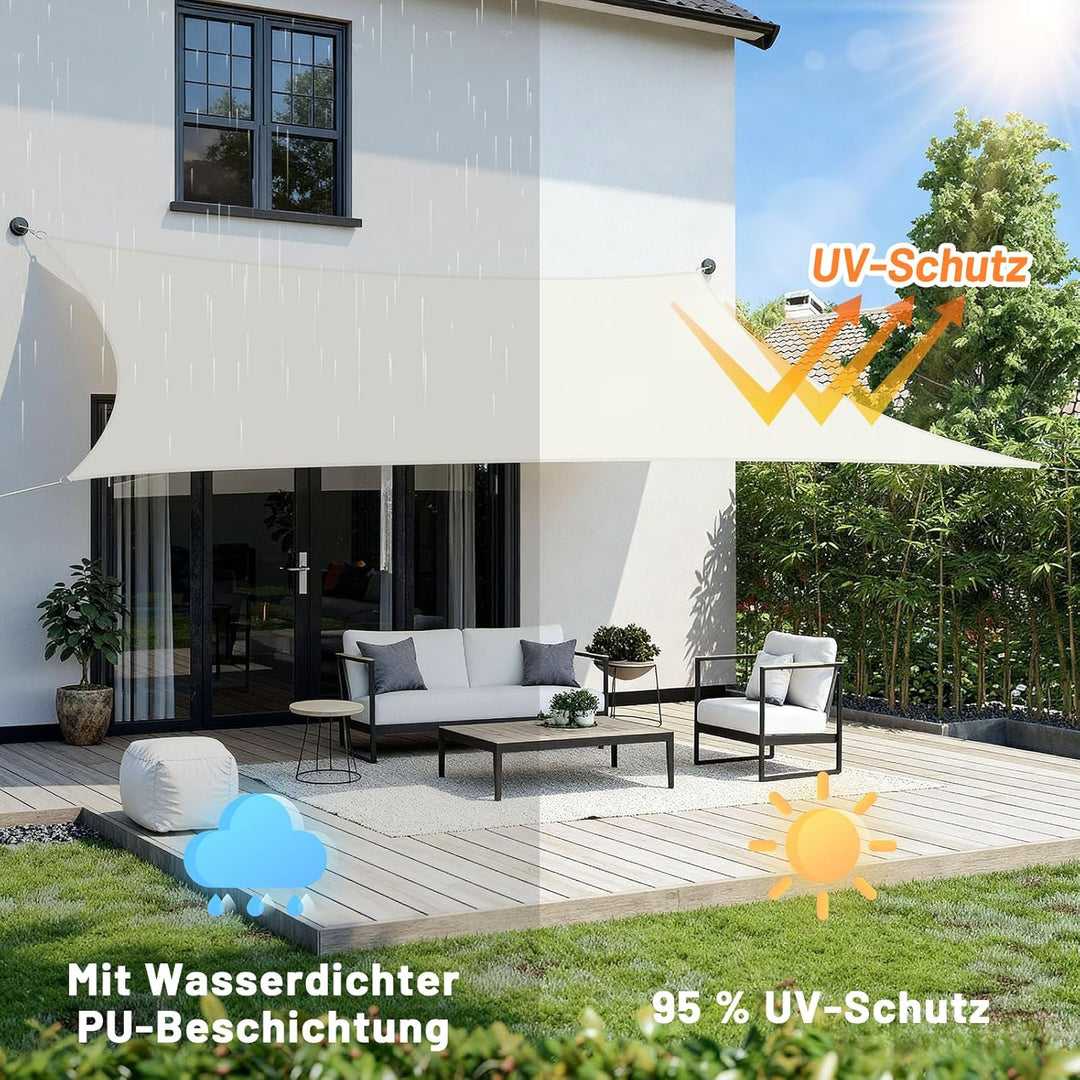 LOVE STORY Sonnensegel Wasserdicht 4x6m Rechteckig PES Polyester Sonnenschutz Windschutz Balkon Terr
