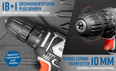Brüder Mannesmann Akku-Bohrschrauber, 20 Volt, Lithium-Ionen, 1 Akku | M17680 XC-2 Pro Serie, XC-2 P