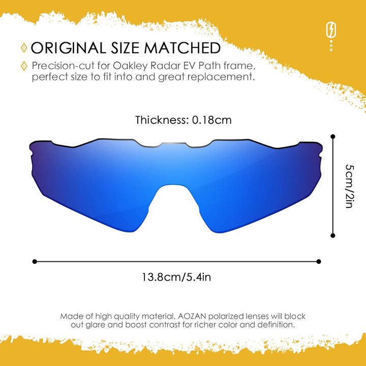 AOZAN ANSI Z87.1 Ersatzgläser kompatibel mit Oakley Radar EV Path OO9208 Sonnenbrille Capriblau Pola