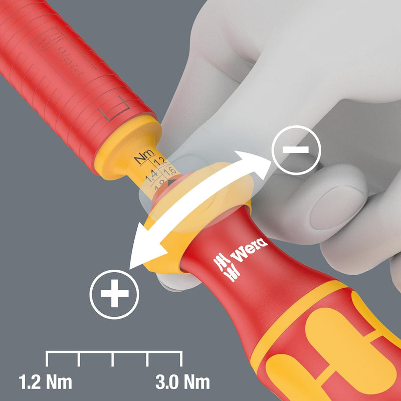 Wera Kraftform Kompakt VDE Torque, VDE-isolierter Bit-Handhalter mit Wechselklingen-Sortiment, 1,2-3