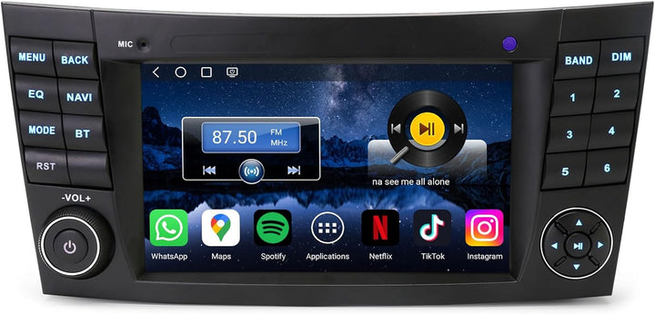 Erisin 7" Qualcomm 8-Kern 4GB+64GB Android 14 Autoradio Bluetooth 5.1 für Mercedes Benz E‑Klasse W21