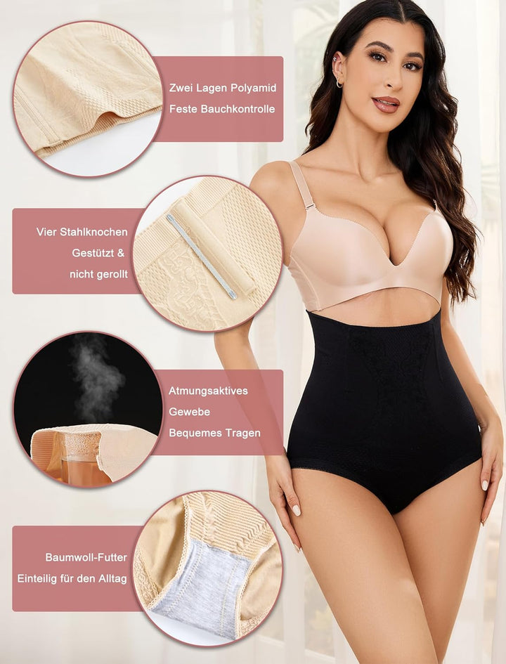 SURE YOU LIKE Bauchweg Unterhose Damen Mittle Taille Mieder String Shapewear Tanga Seamless Figurfor