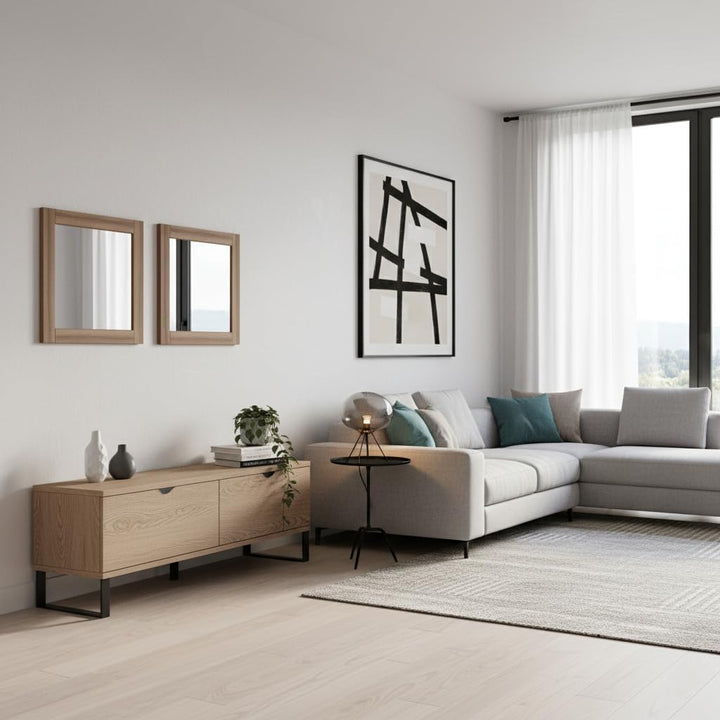 ARHome Quadratischer Wandspiegel, 60 x 60 cm, Rustikale Esche, Spiegel, Made in Italy Rustikale Esch