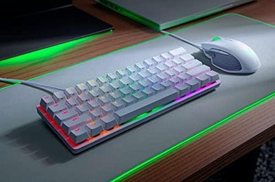 Razer Huntsman Mini Mercury (Red Switch) - Kompakte 60% Gaming Tastatur mit schnellen linear opto-me