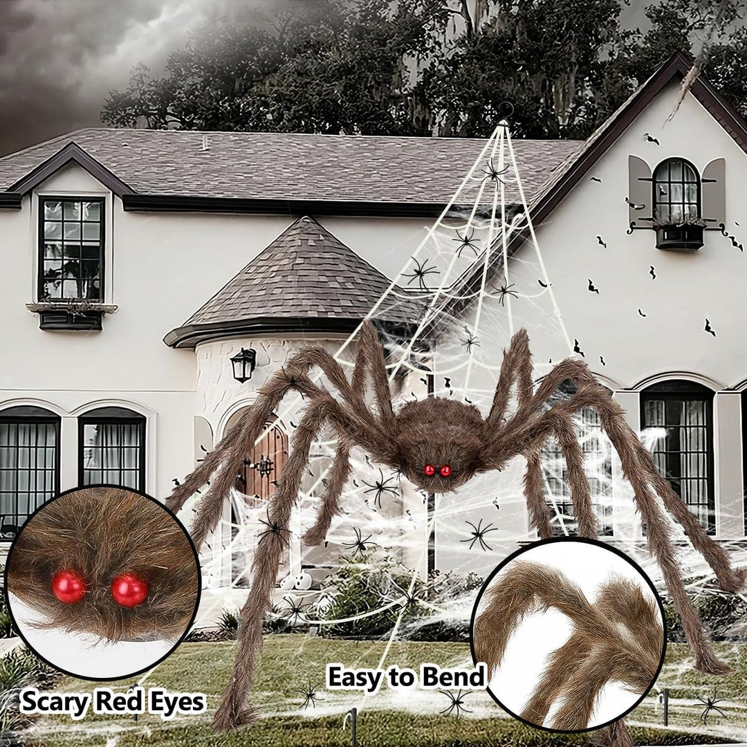 iZoeL XXL Halloween Deko 700cm Riesige Spinnennetz+ 200cm Graue Spinne +Spinnweben+ 30 Mini Spinne,