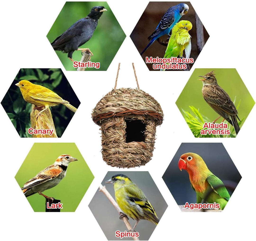 2 Stück Nistkästen, Vogelnest, Handgewebte Vogelhäuser, Vogelhäus zum Aufhängen, Gras Bird Nest für