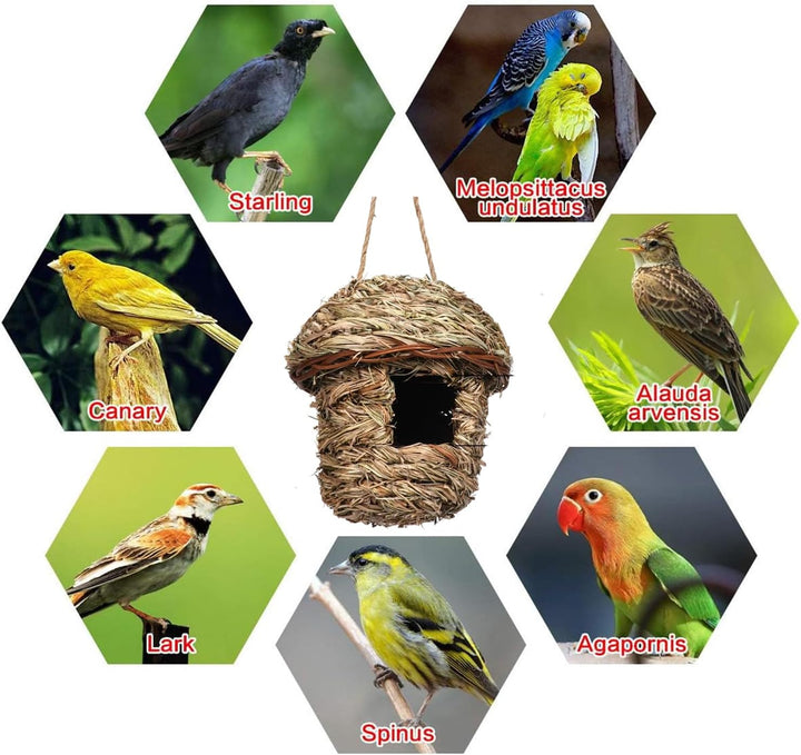 2 Stück Nistkästen, Vogelnest, Handgewebte Vogelhäuser, Vogelhäus zum Aufhängen, Gras Bird Nest für