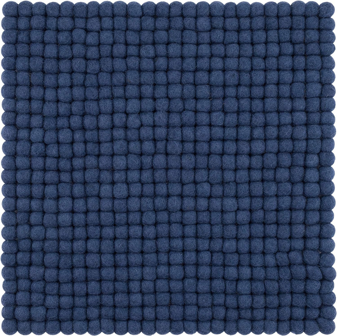 myfelt Filzkugel-Sitzauflage Stuhlauflage - Alva - quadratisch, 36x36 cm, Dunkelblau, Dunkelblau