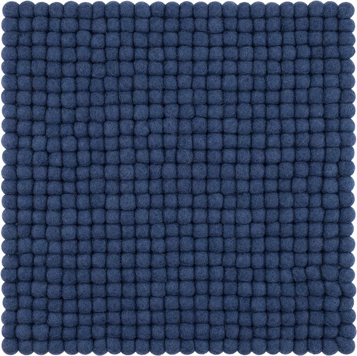 myfelt Filzkugel-Sitzauflage Stuhlauflage - Alva - quadratisch, 36x36 cm, Dunkelblau, Dunkelblau
