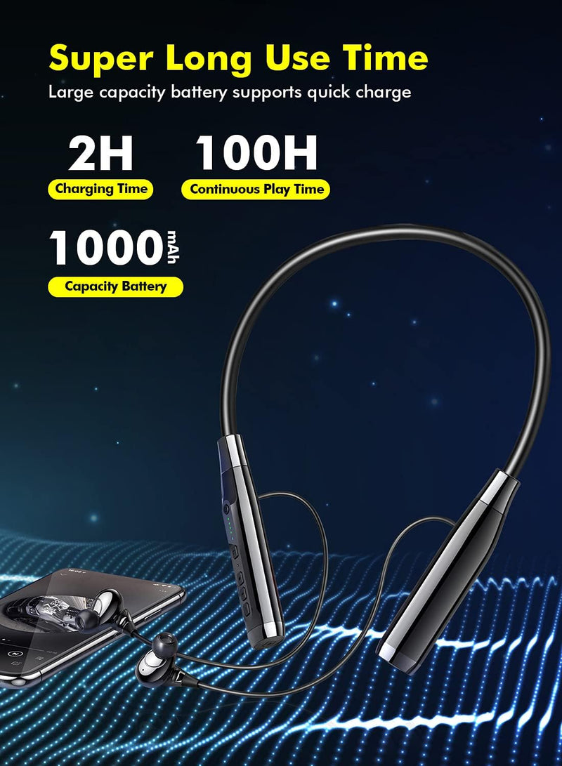 LAMA Bluetooth 5.0 Kopfhörer Sport Ohrhörer 100h Spielzeit Noise Cancelling Ohrhörer IPX5 Wasserdich