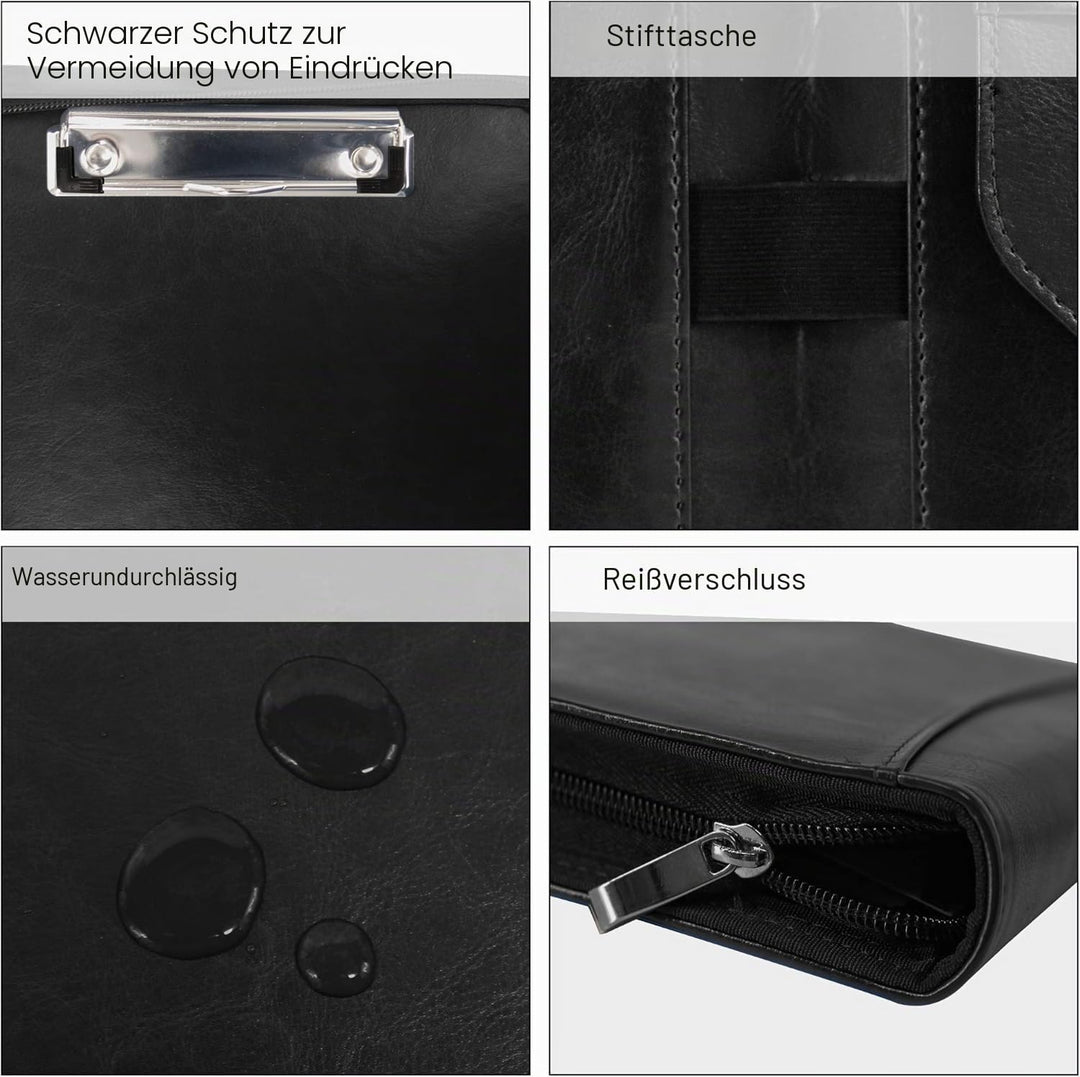 GraduationMall Schreibmappe A4 Reissverschluss, Klemmbrett Business Mappe Konferenzmappe, Dokumenten