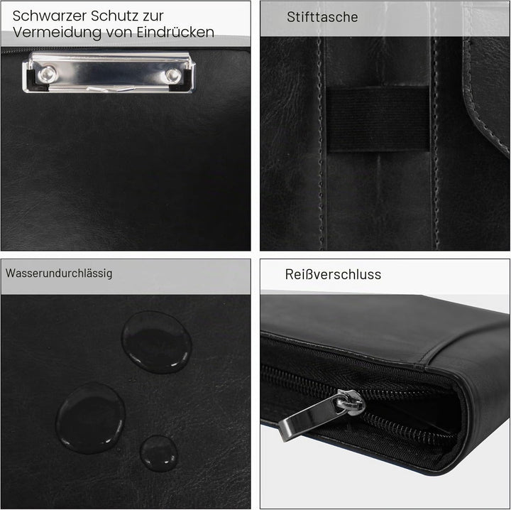 GraduationMall Schreibmappe A4 Reissverschluss, Klemmbrett Business Mappe Konferenzmappe, Dokumenten