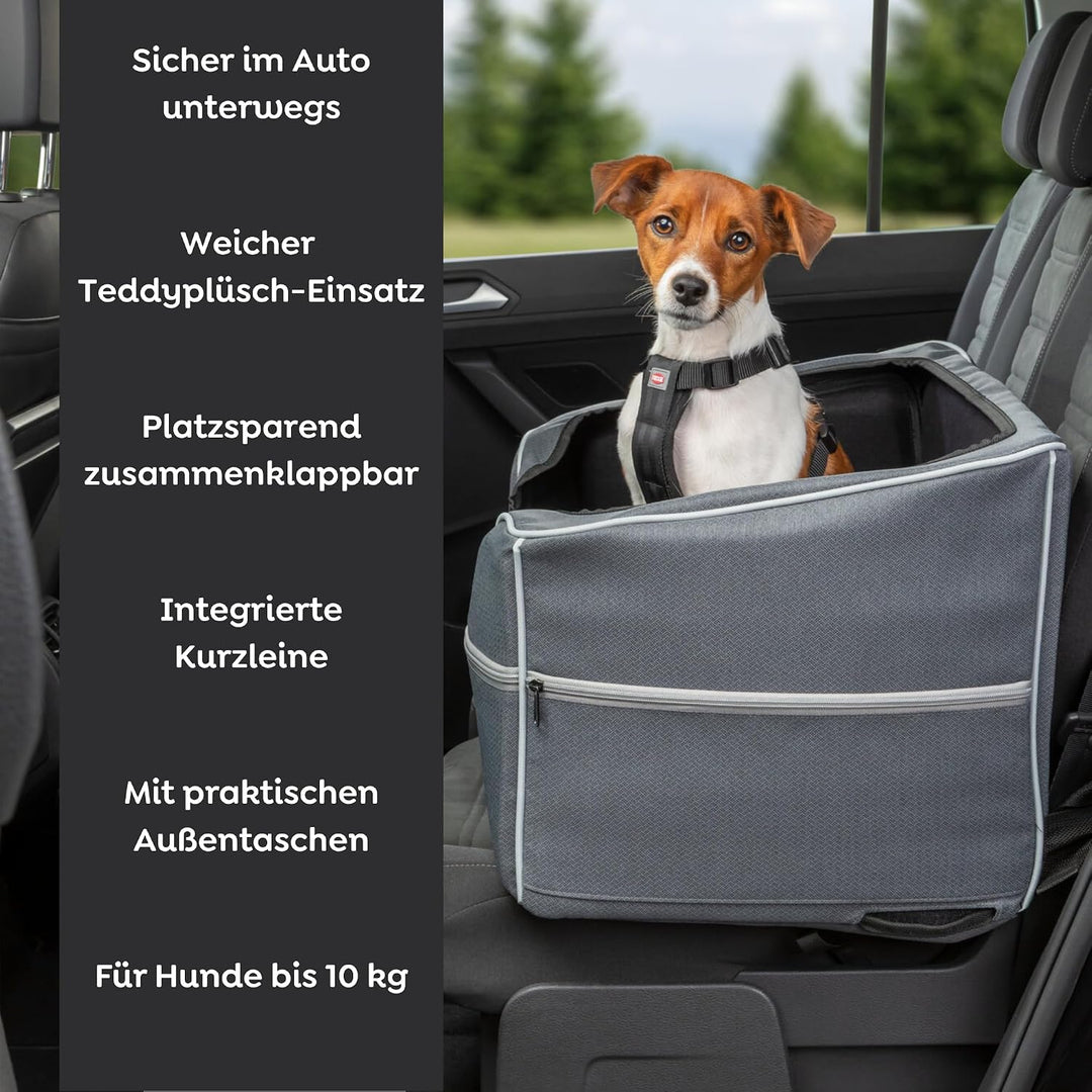 TRIXIE Autositz Midi für Hunde in schwarz – komfortabler und sicherer Hundesitz – zusammenklappbar &amp;