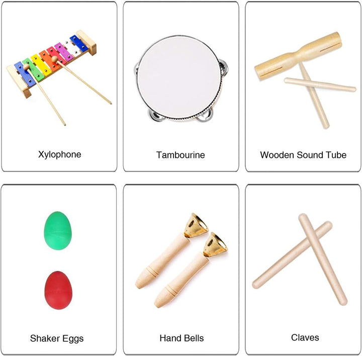 Musikinstrumente Kinder, Ulifeme 24 Stücke Holzspielzeug Musical Percussion Instrumente Set für Klei