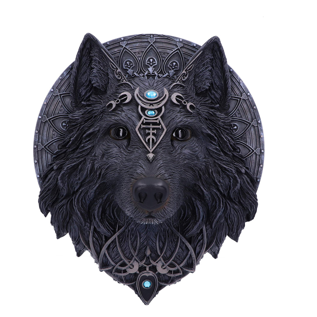 Nemesis Now Wandschild zum Aufhängen, Gothic, magischer Wolf, Mond, Schwarz, Einheitsgrösse