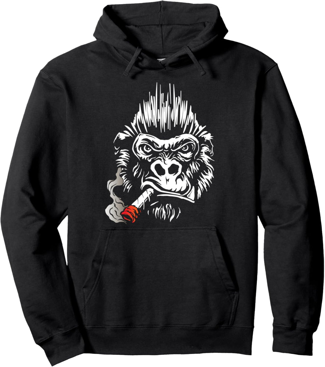 Macho Männlichkeit Big Boss Gorilla mit Zigarette Geschenk Pullover Hoodie