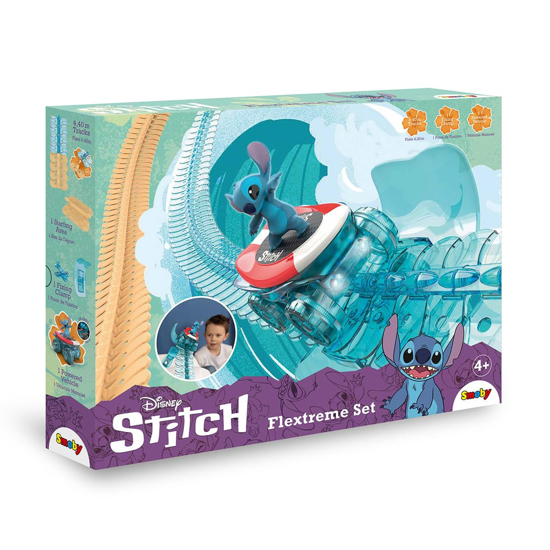 Smoby - Stitch FleXtreme – 4 Meter 40 Autobahn – 184 Flexible und anpassbare Pisten + 1 Stitch-Fahrz