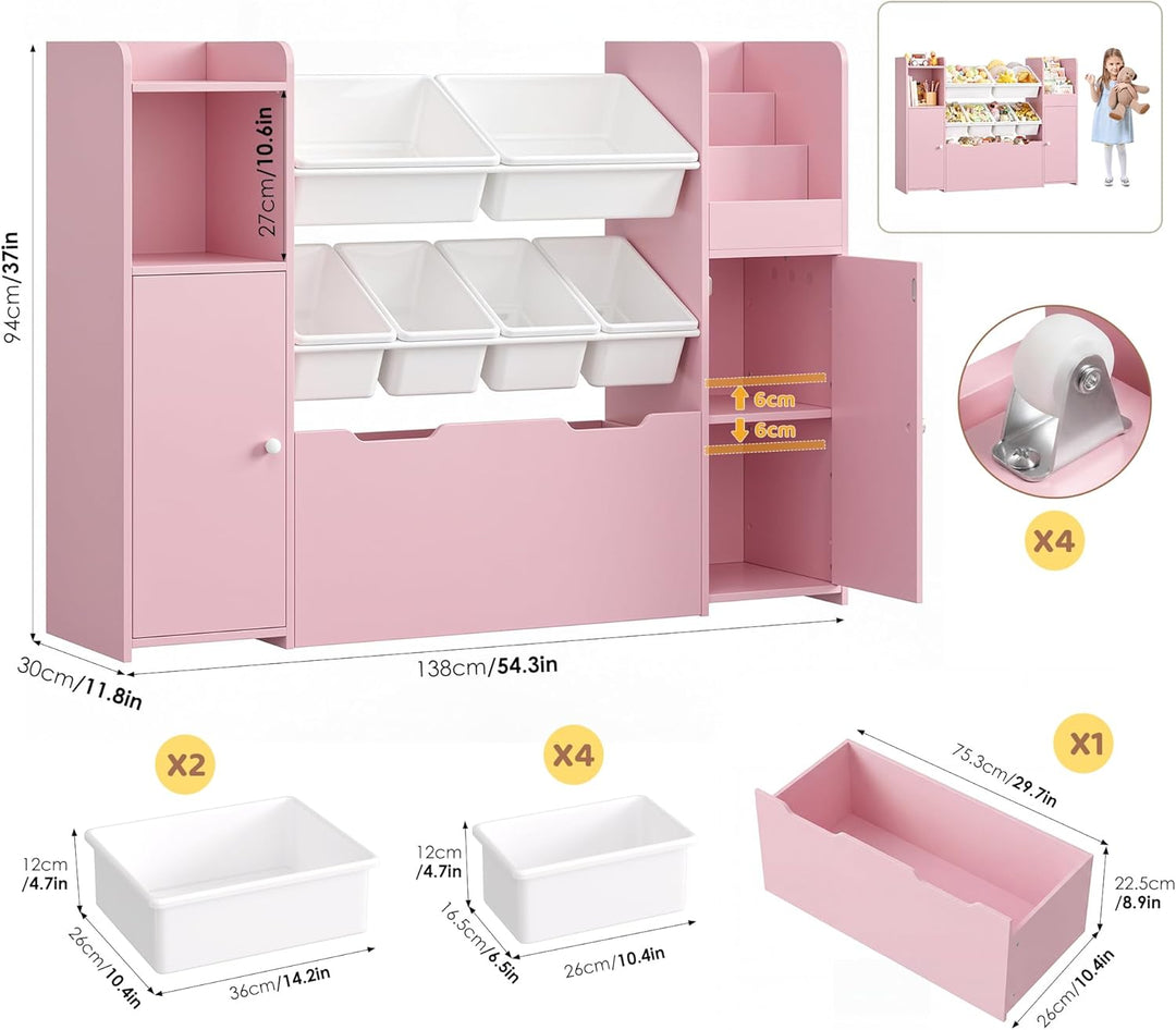 FOREHILL Kinderregal mit 7 Boxen, Kinderzimmer Möbel, Bücherregal Kinder | Kinderregal, Spielzeug Au