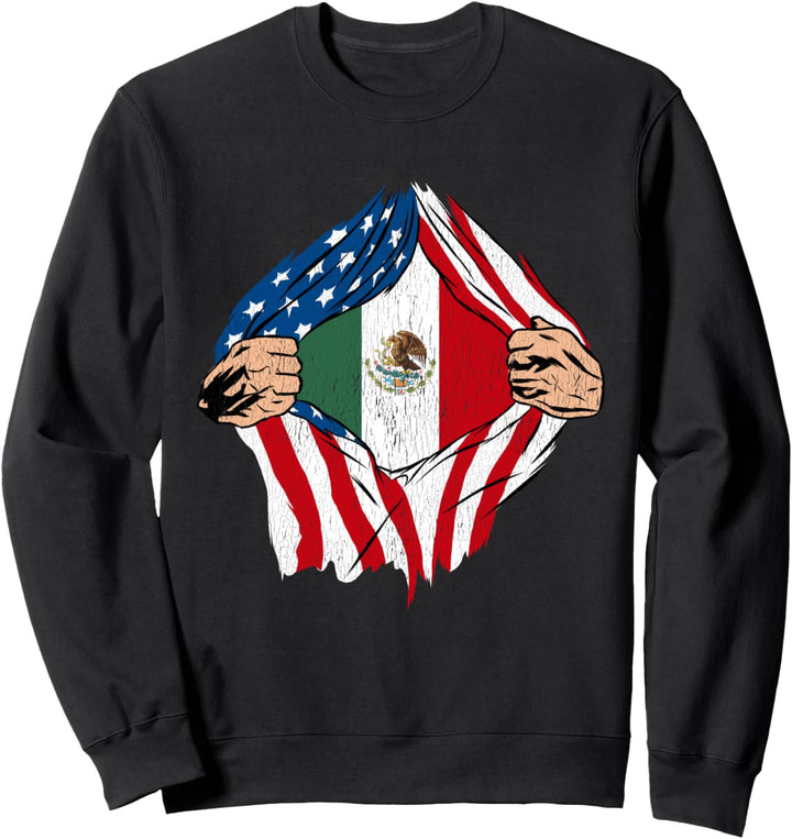Mexican American Flag Mexican Roots American Grown Sweatshirt