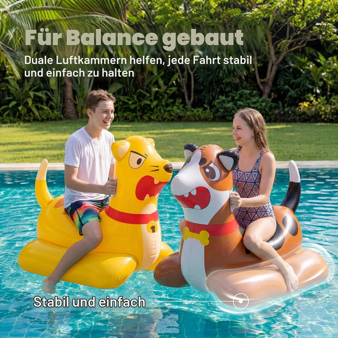 SLOOSH Aufblasbares Luftbett-Poolset für Wasserschlachten–Katze vs.Hund Schwimmplattform,2-in-1 aufb