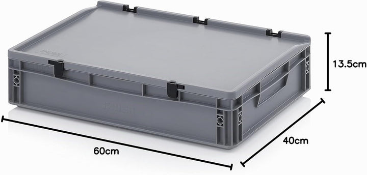 Auer Packaging Eurobehälter-Eurobox 60 x 40 x 13,5 cm mit Scharnierdeckel inkl. gratis Zollstock